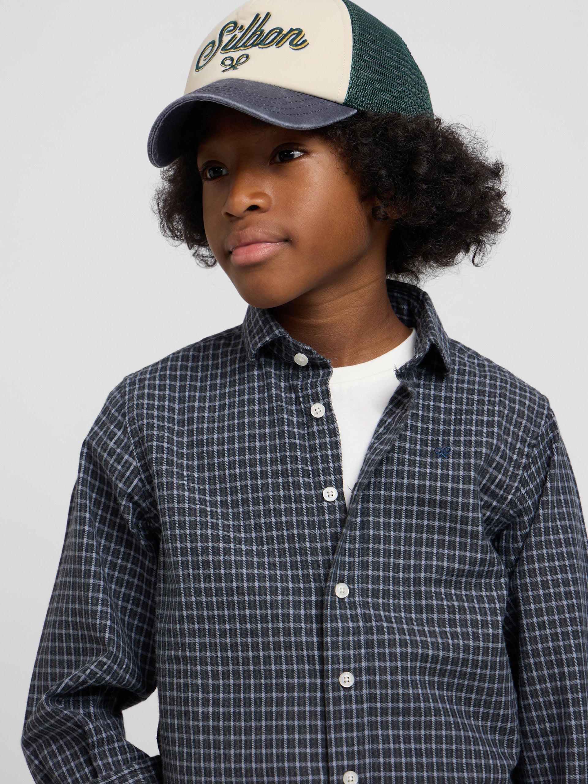 Camisa sport kids warm cuadro dark navy