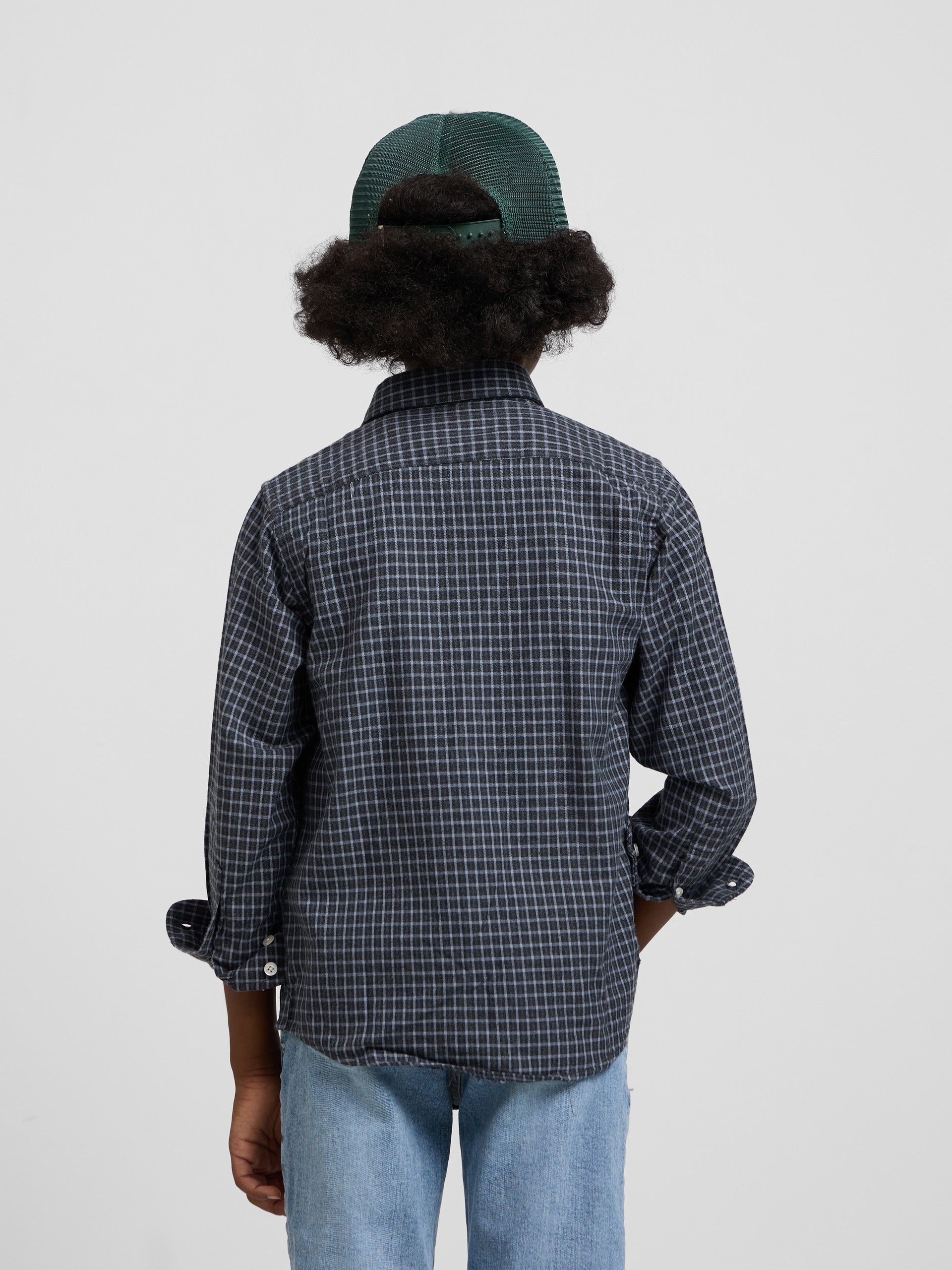 Camisa sport kids warm cuadro dark navy