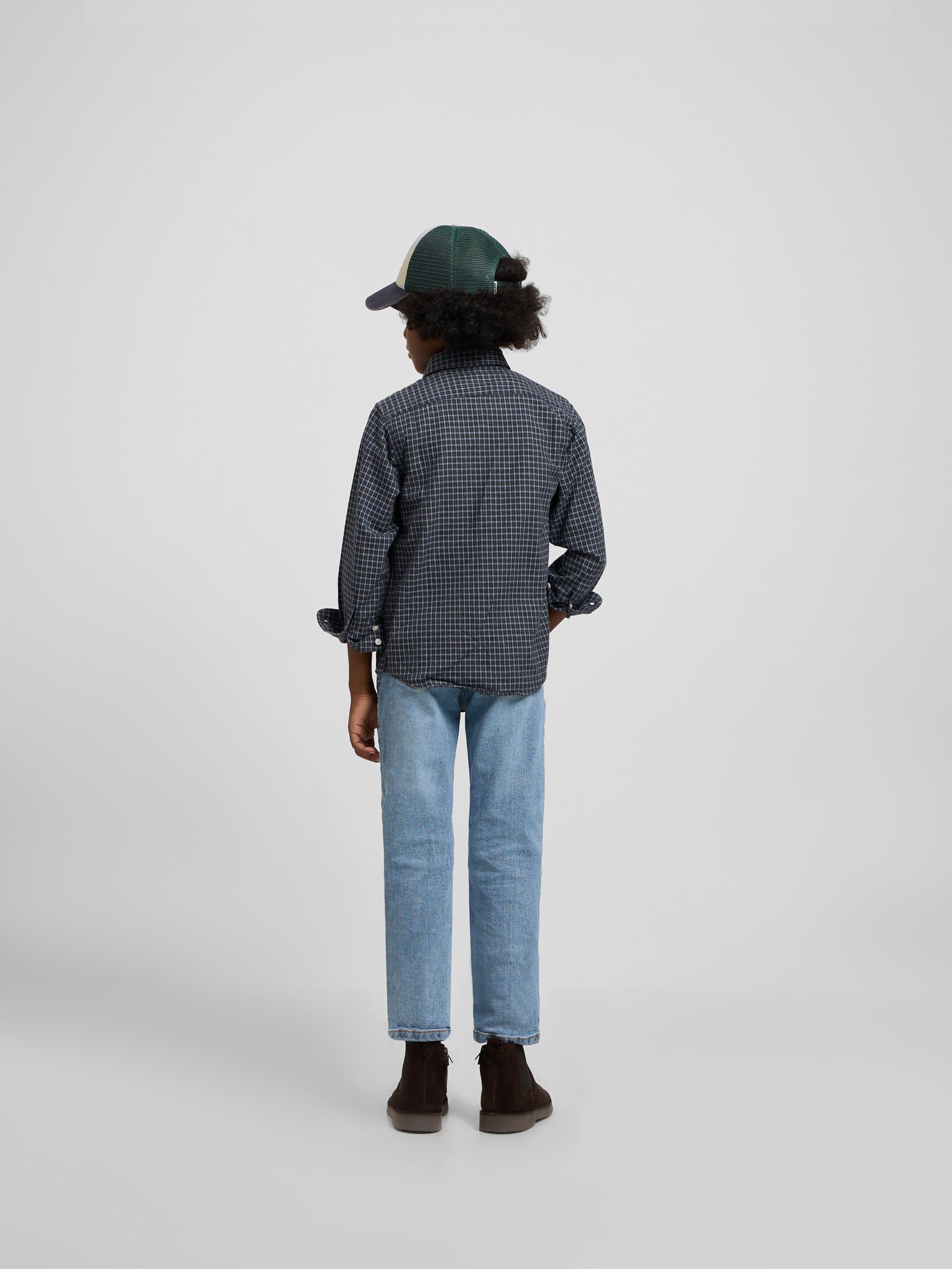 Camisa sport kids warm cuadro dark navy