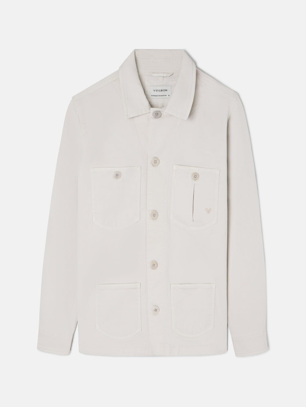 Beige button-pocket overshirt