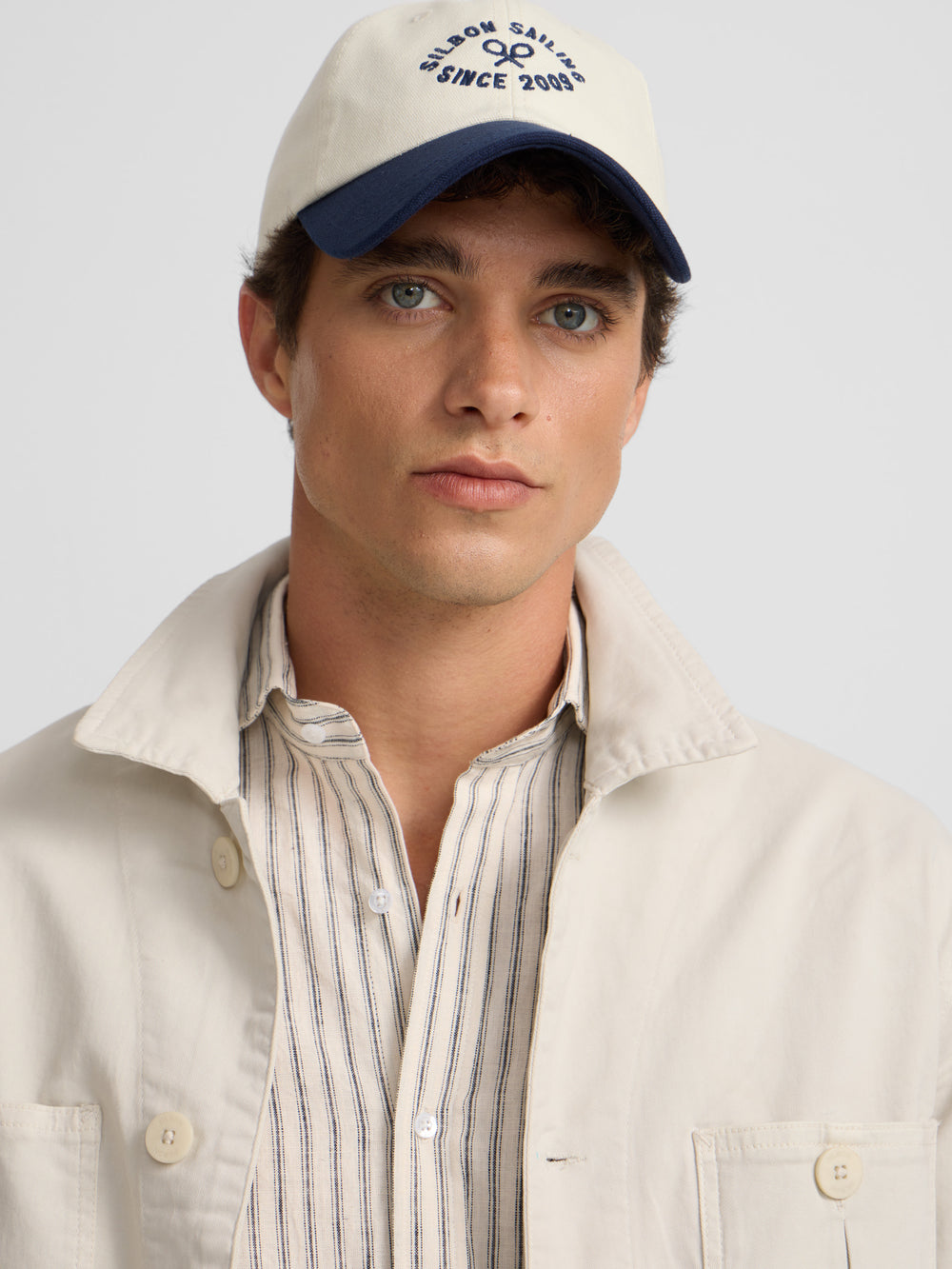 Beige button-pocket overshirt