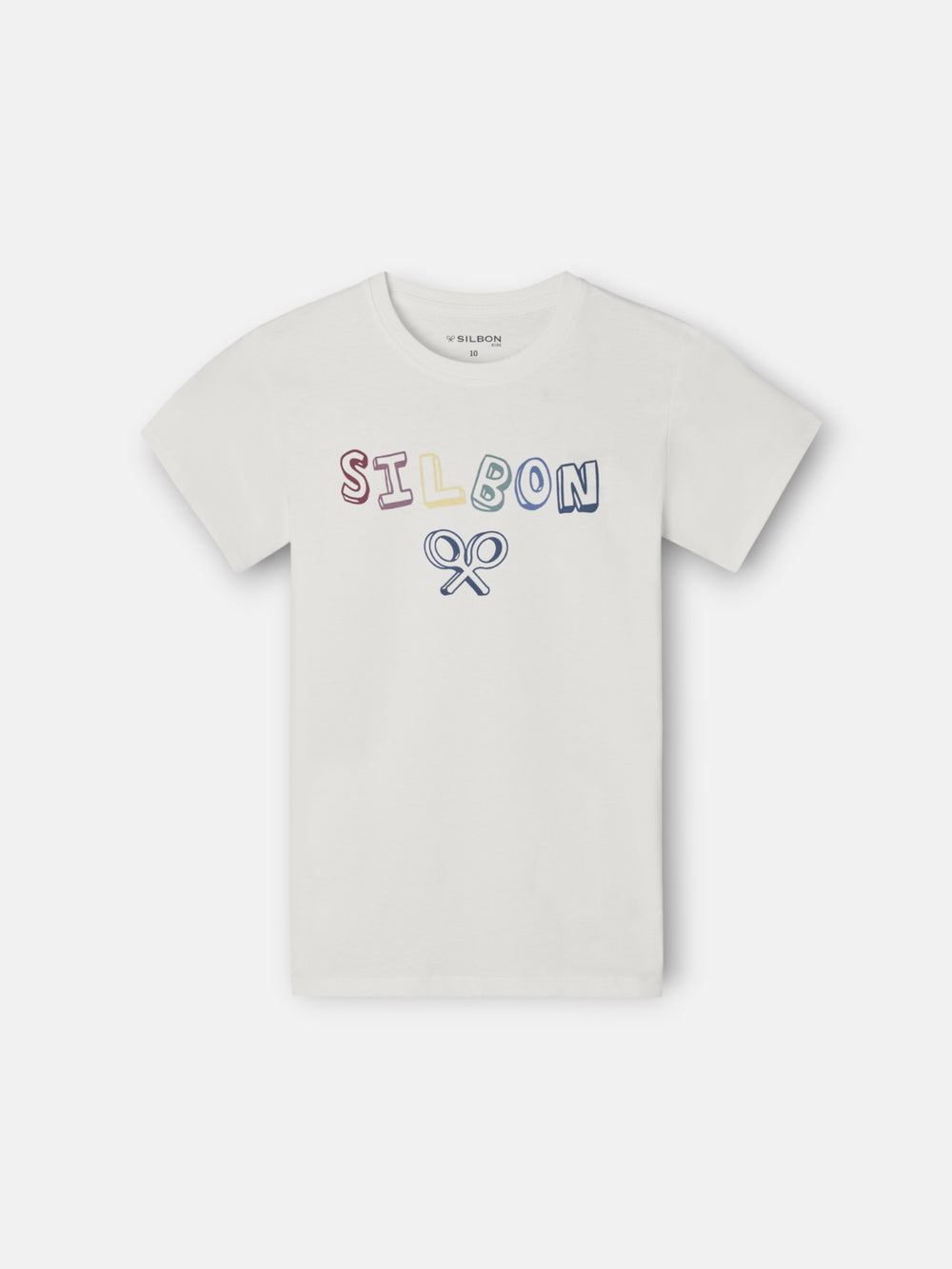 White multicolored letter kids t-shirt