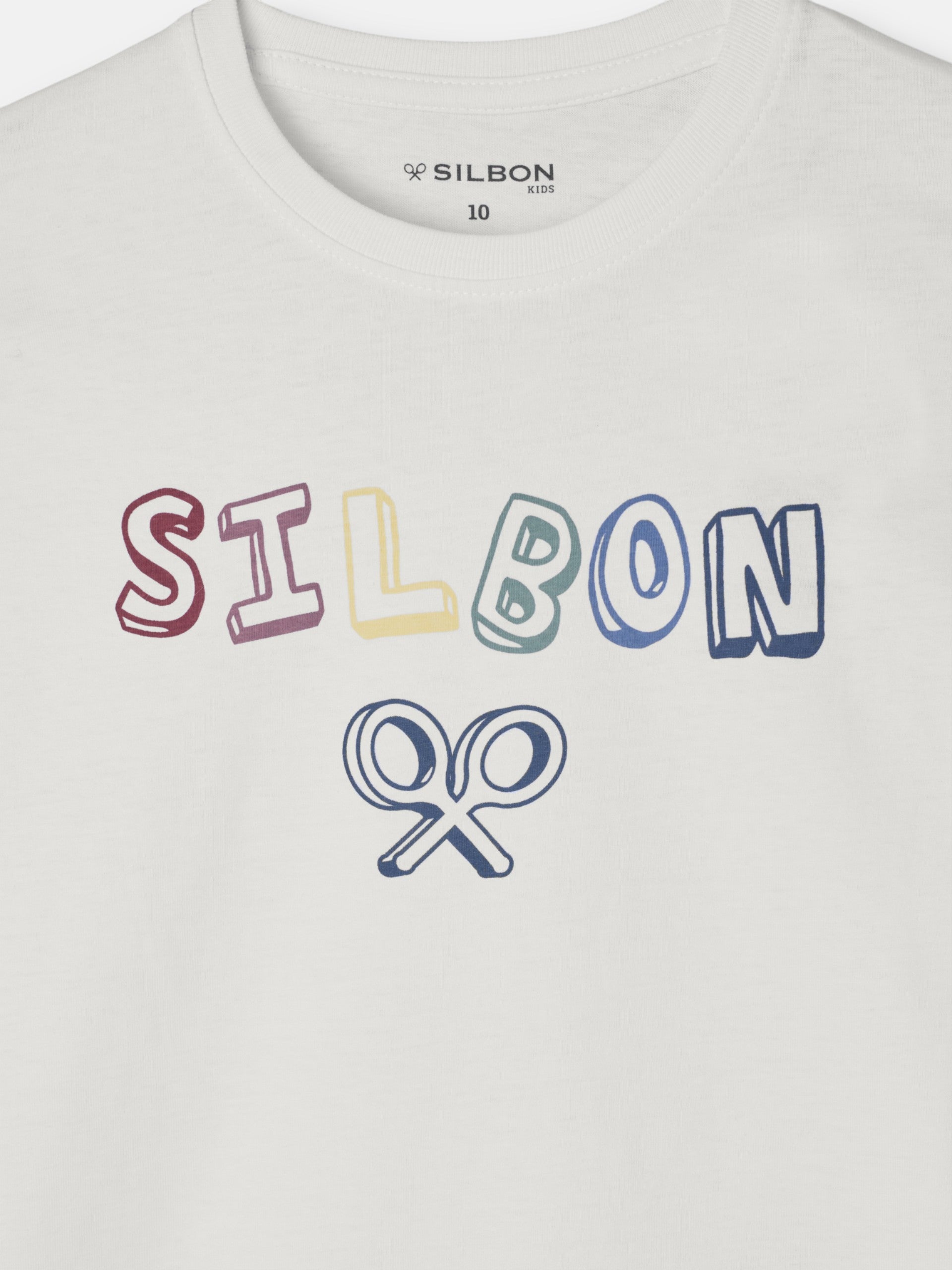 White multicolored letter kids t-shirt