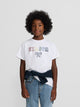 White multicolored letter kids t-shirt
