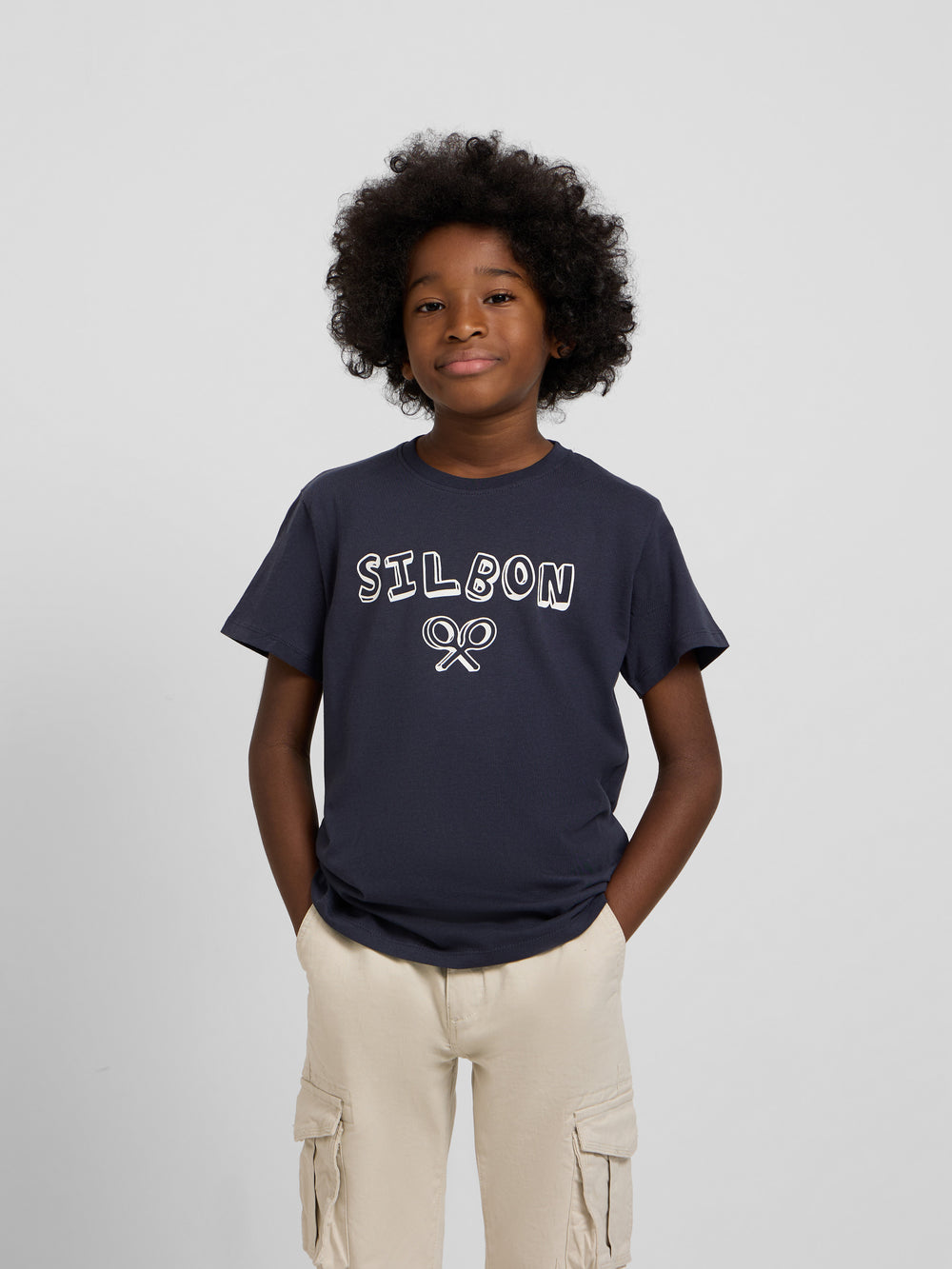 Navy blue multicolor letter kids t-shirt