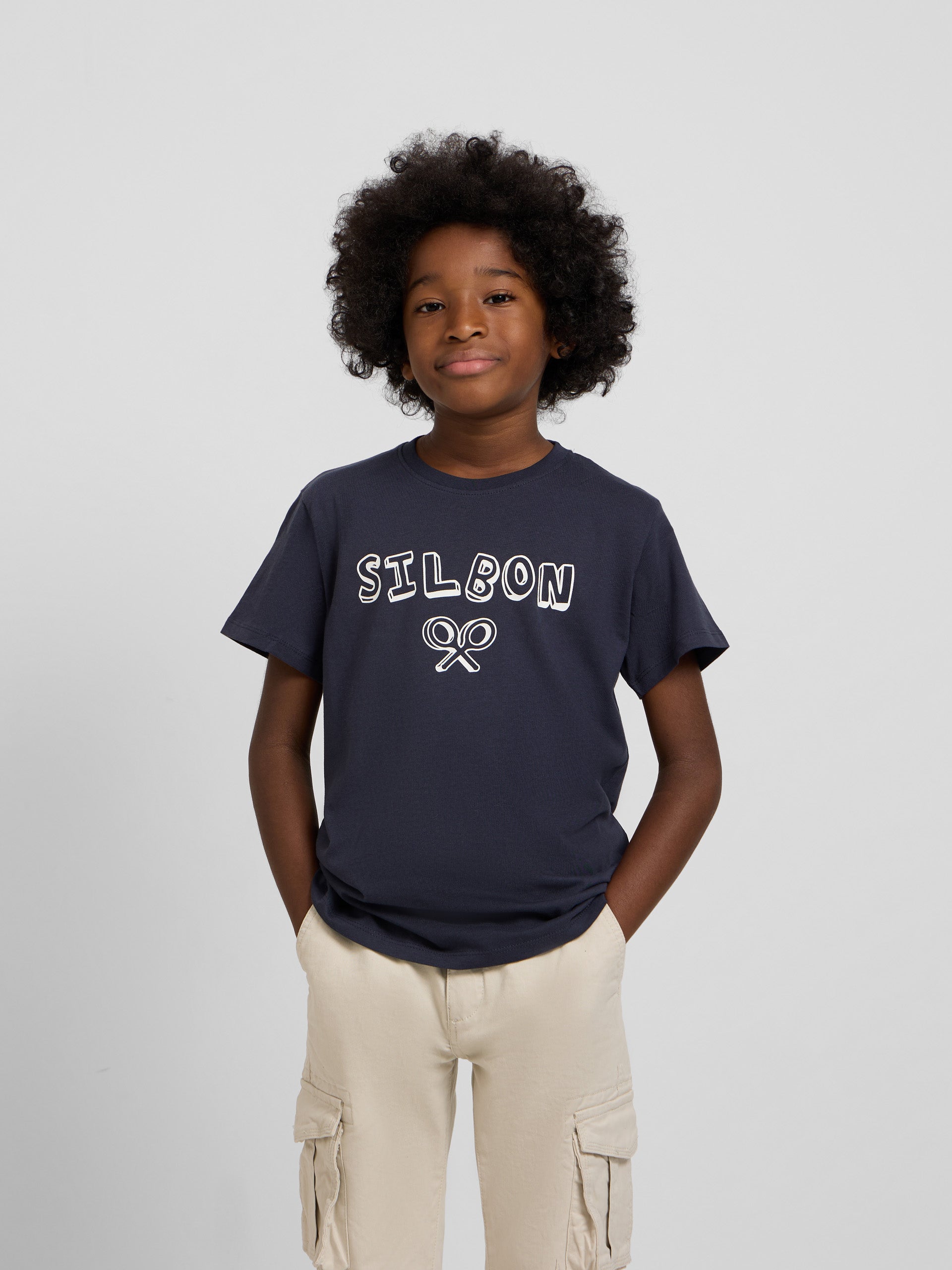 Navy blue multicolor letter kids t-shirt