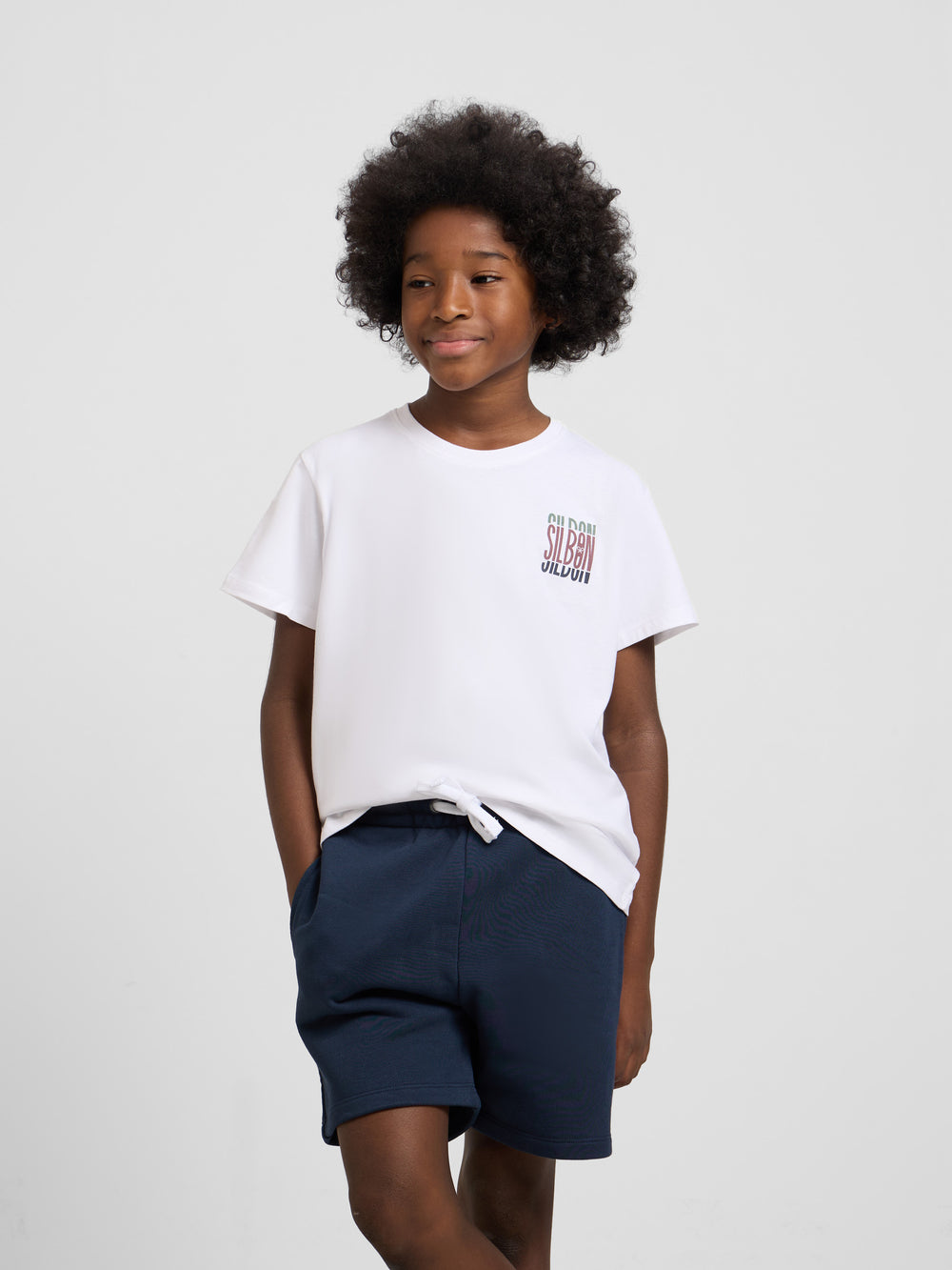 White tricolor letter kids T-shirt