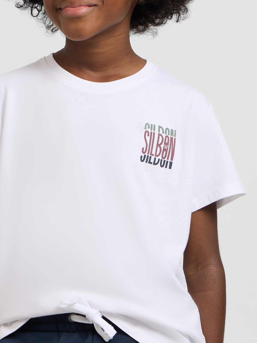 White tricolor letter kids T-shirt