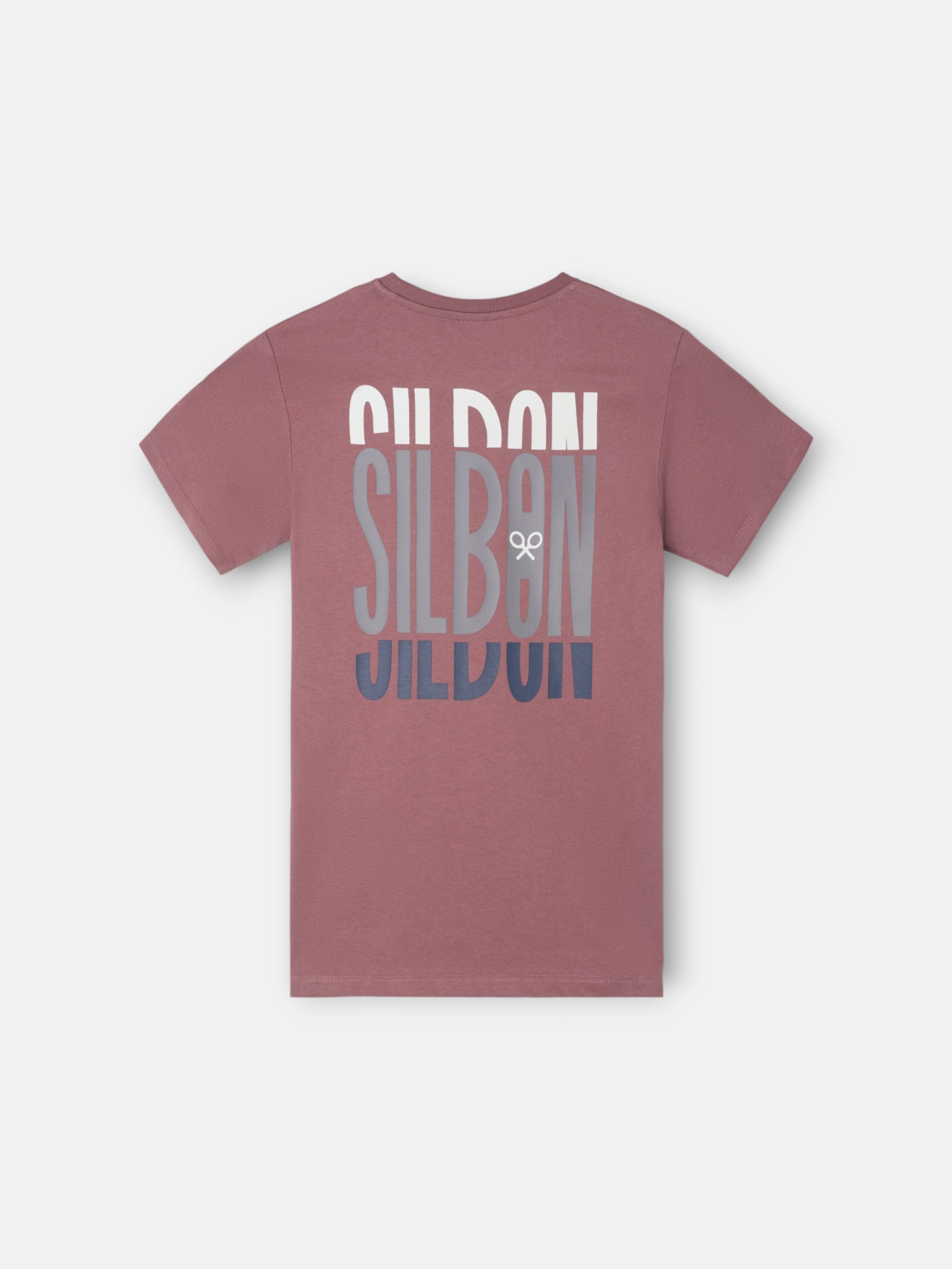 Kids' T-shirt with burgundy tricolor letters
