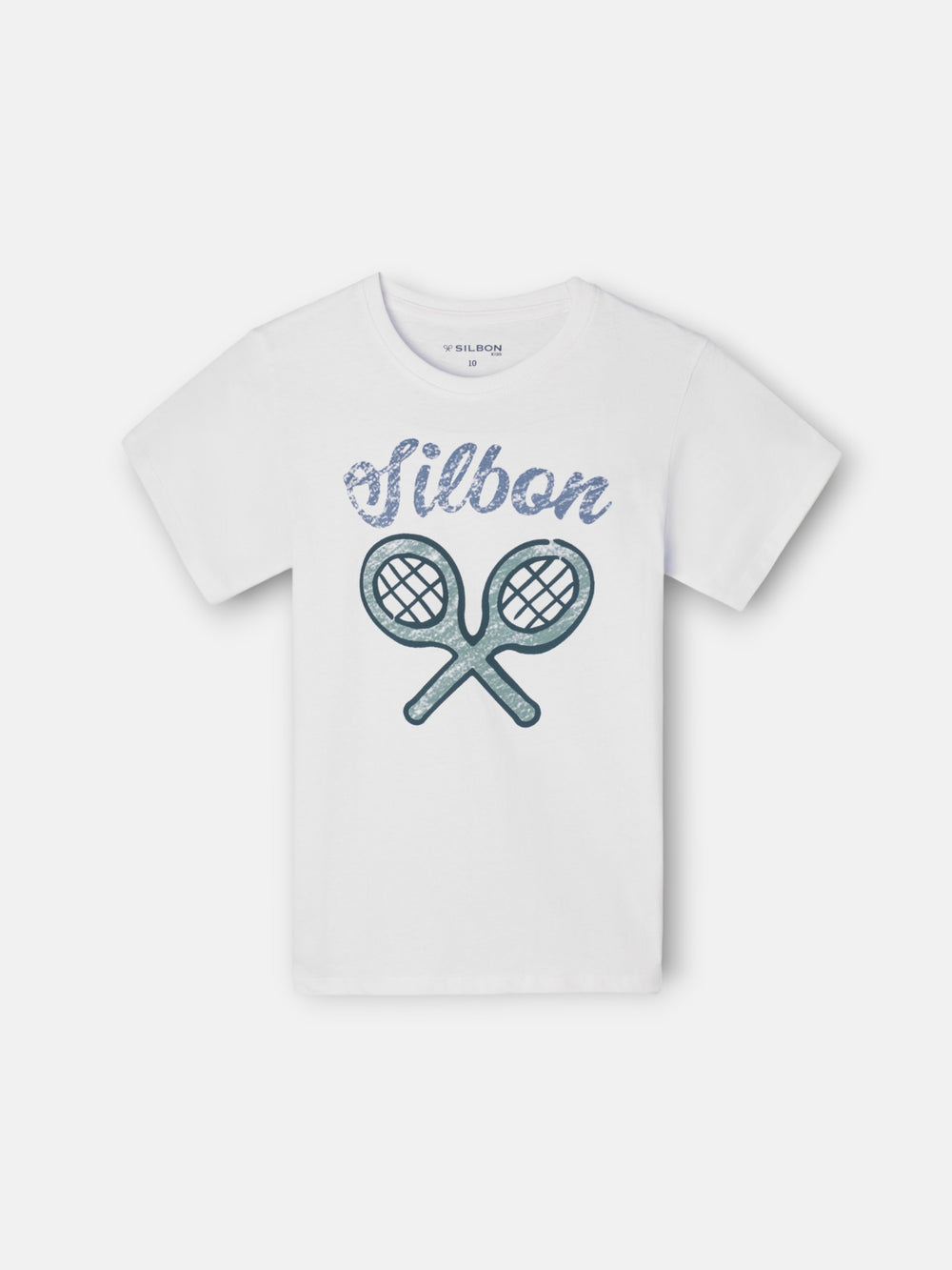 Kids' green and white racket logo T-shirt