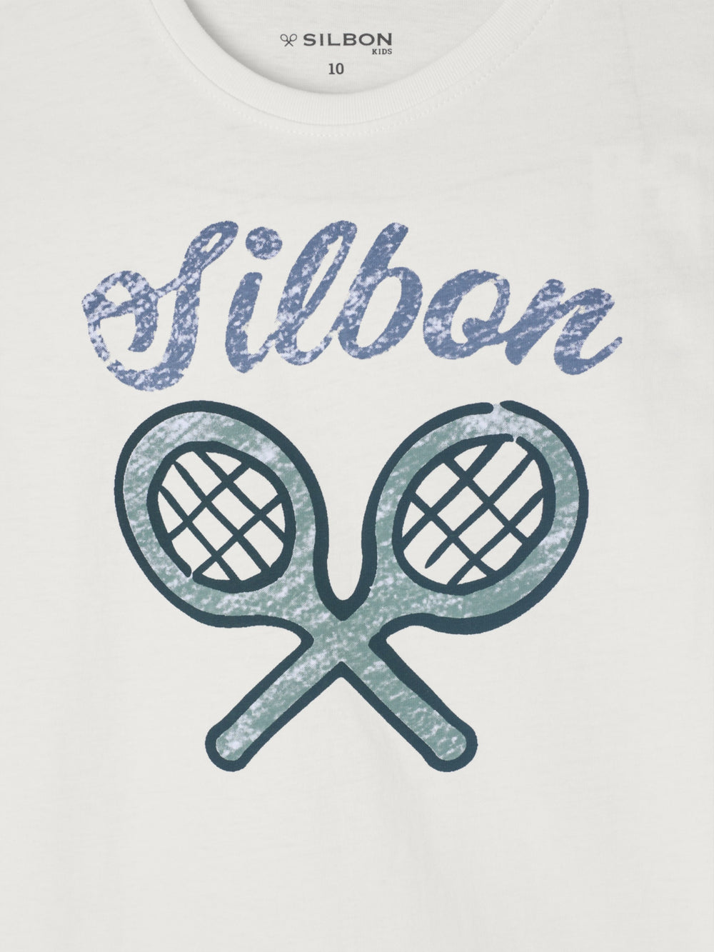Kids' green and white racket logo T-shirt
