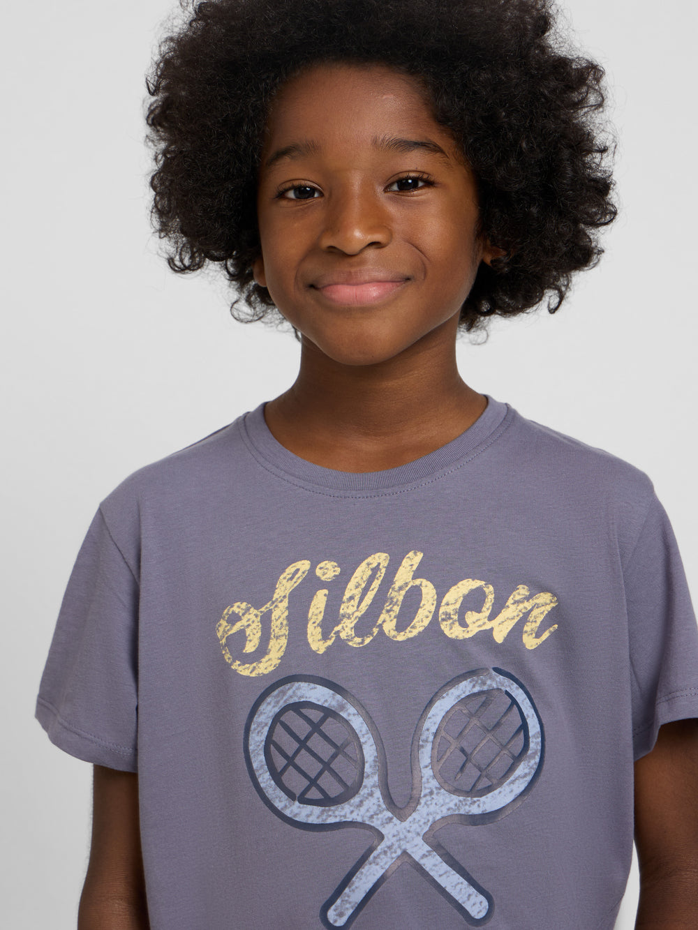 Kids' blue racket logo T-shirt