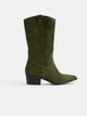 Green suede cowboy boots