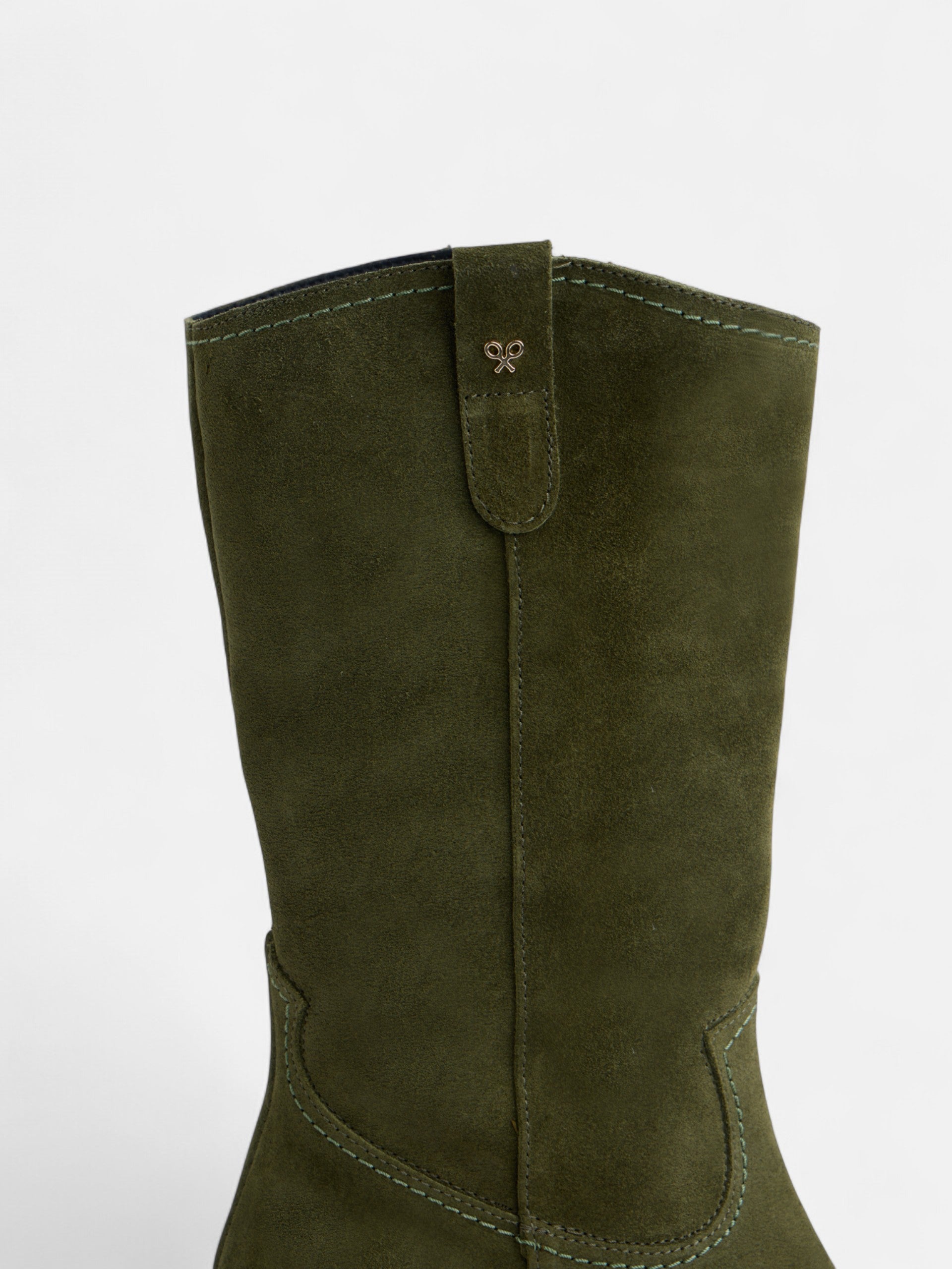 Green suede cowboy boots