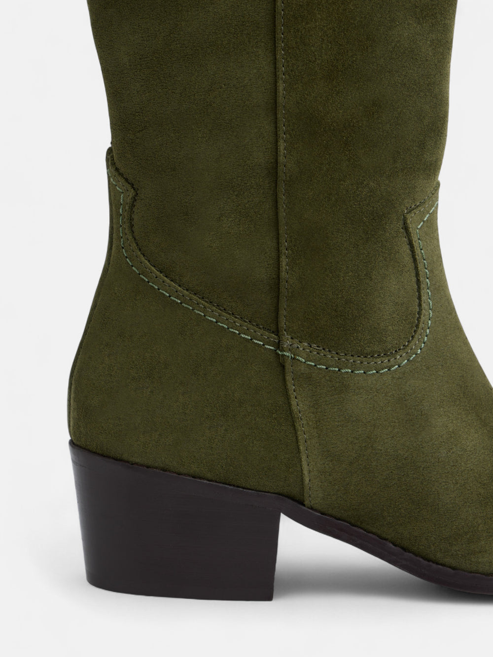 Green suede cowboy boots
