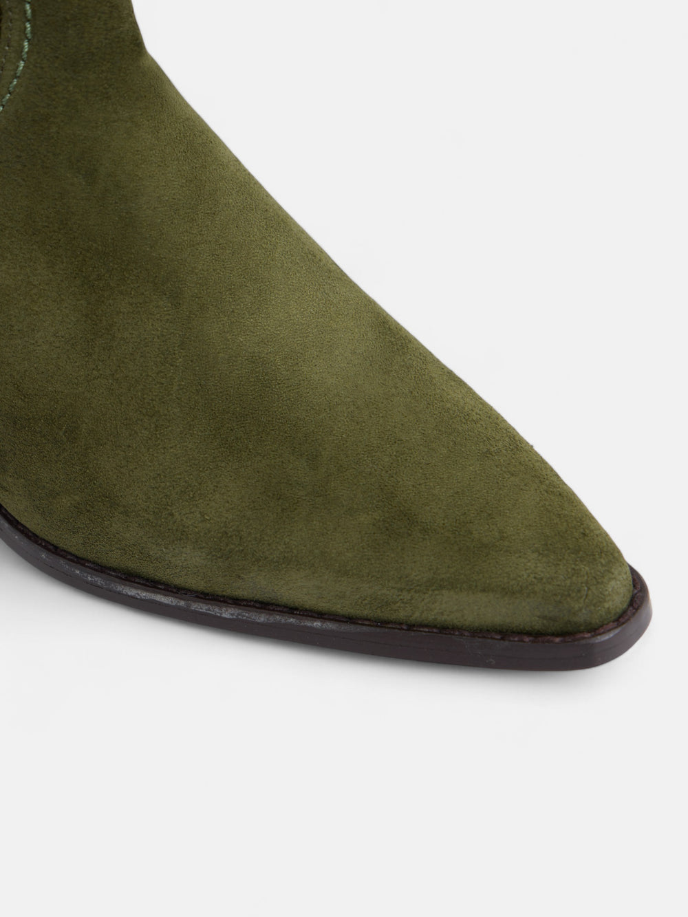 Green suede cowboy boots