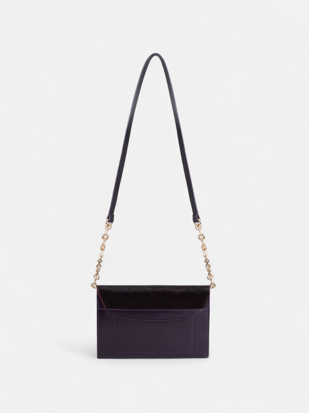 Bolso solapa piel morado