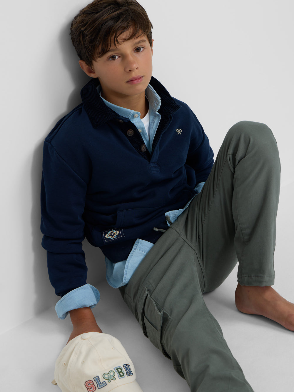 Polar fleece para crianças canguru azul-marinho