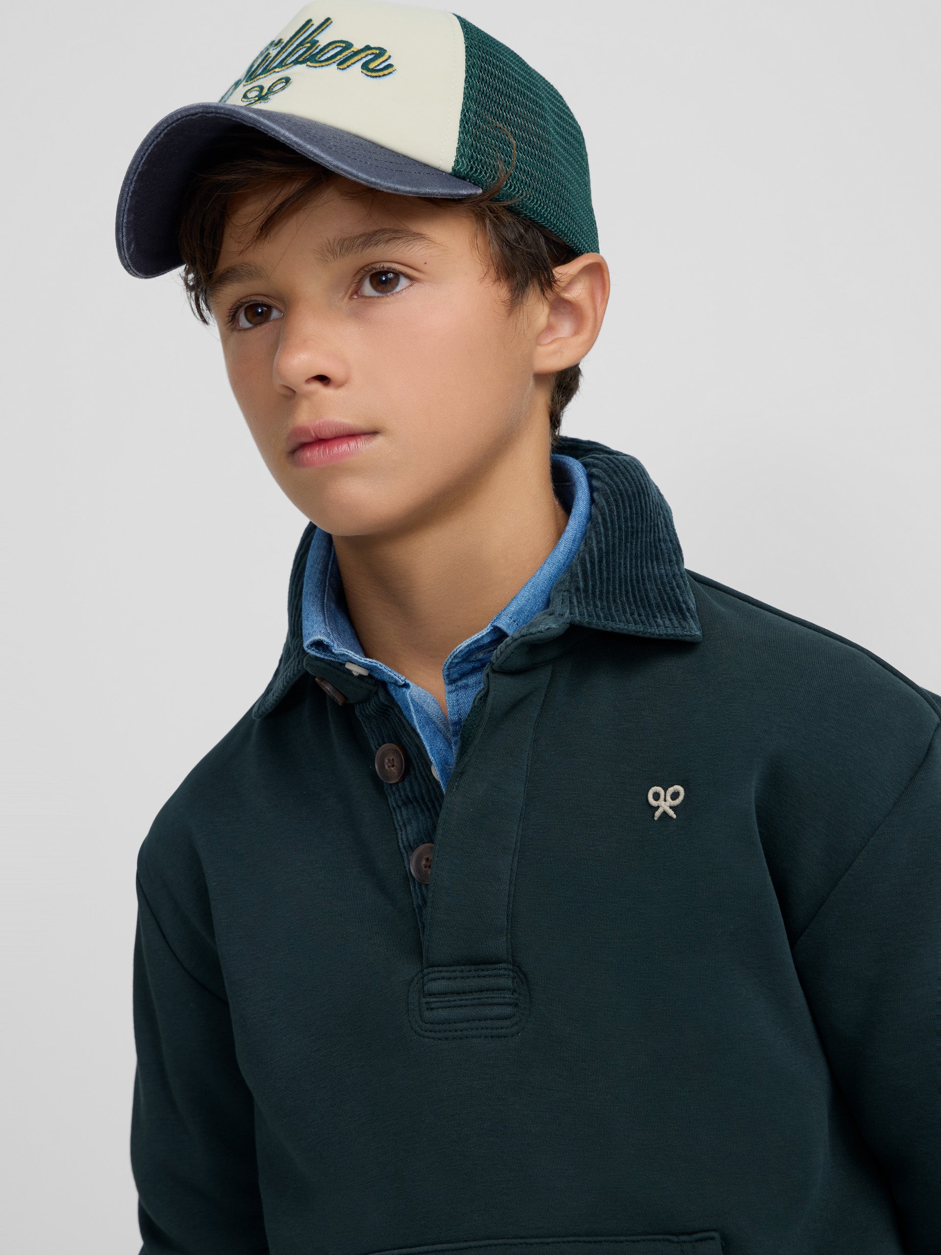 Forro polar kids canguro verde medio