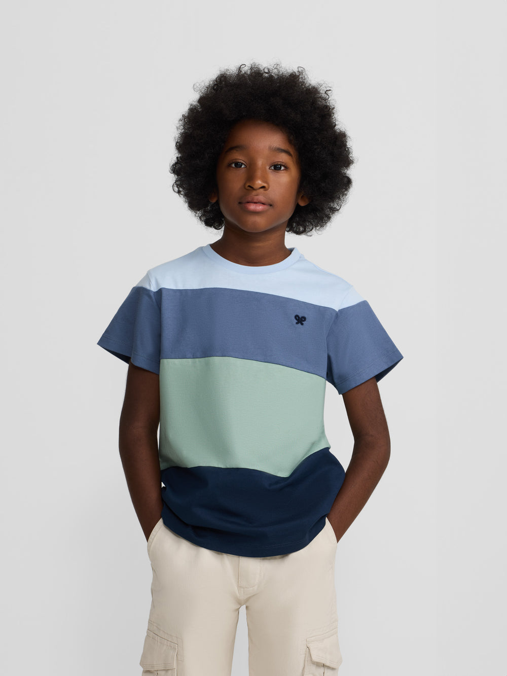 Kids' green striped T-shirt