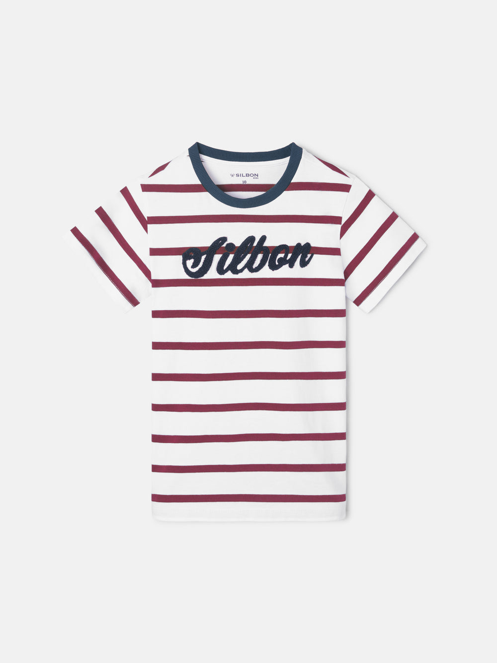 Kids' burgundy striped T-shirt