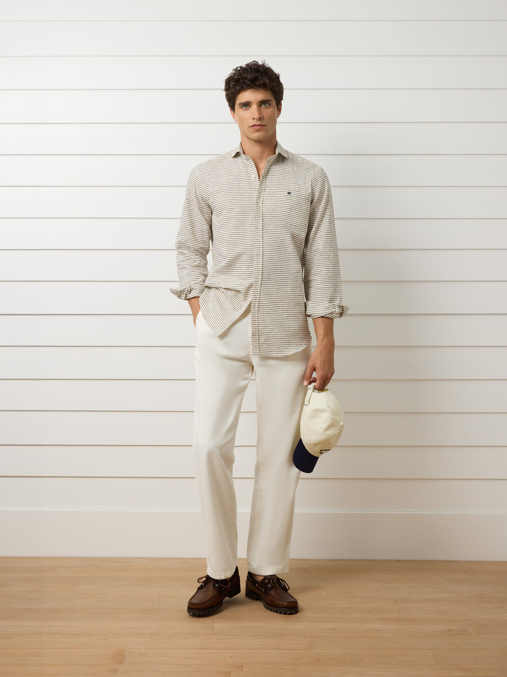 Chemise sport à poche rayée horizontale bleu marine