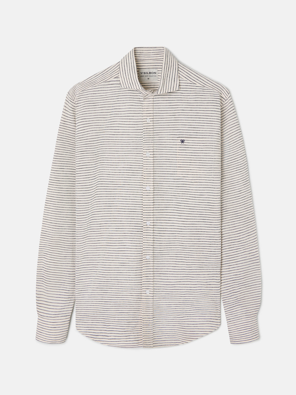 Chemise sport à poche rayée horizontale bleu marine