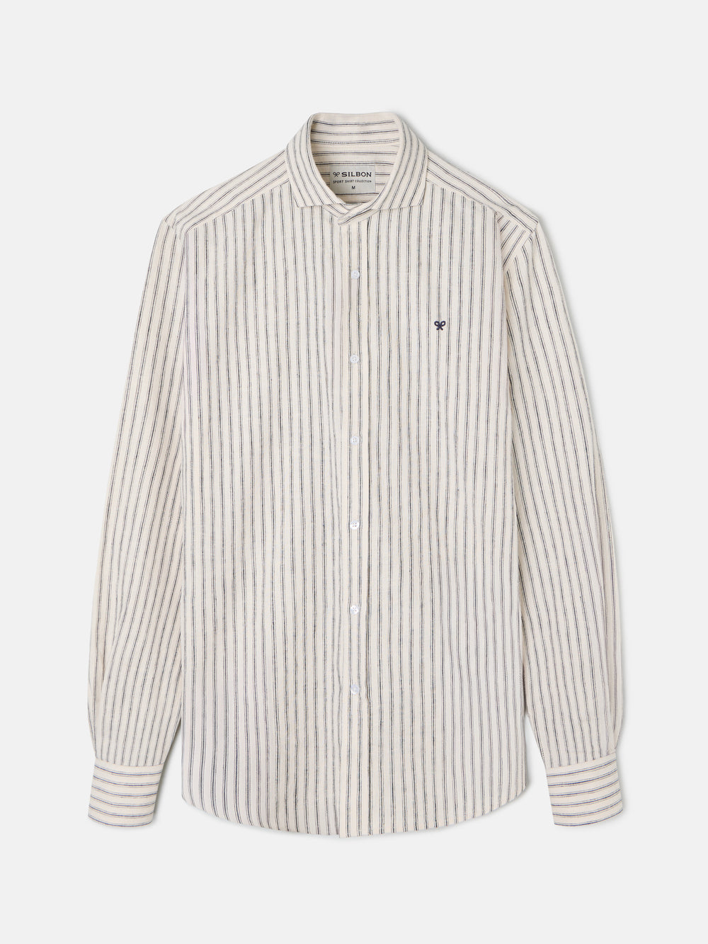 Chemise sport minilogo rayures verticales beige