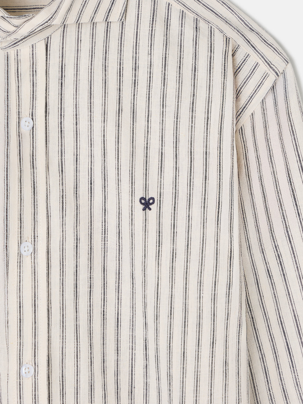 Chemise sport minilogo rayures verticales beige