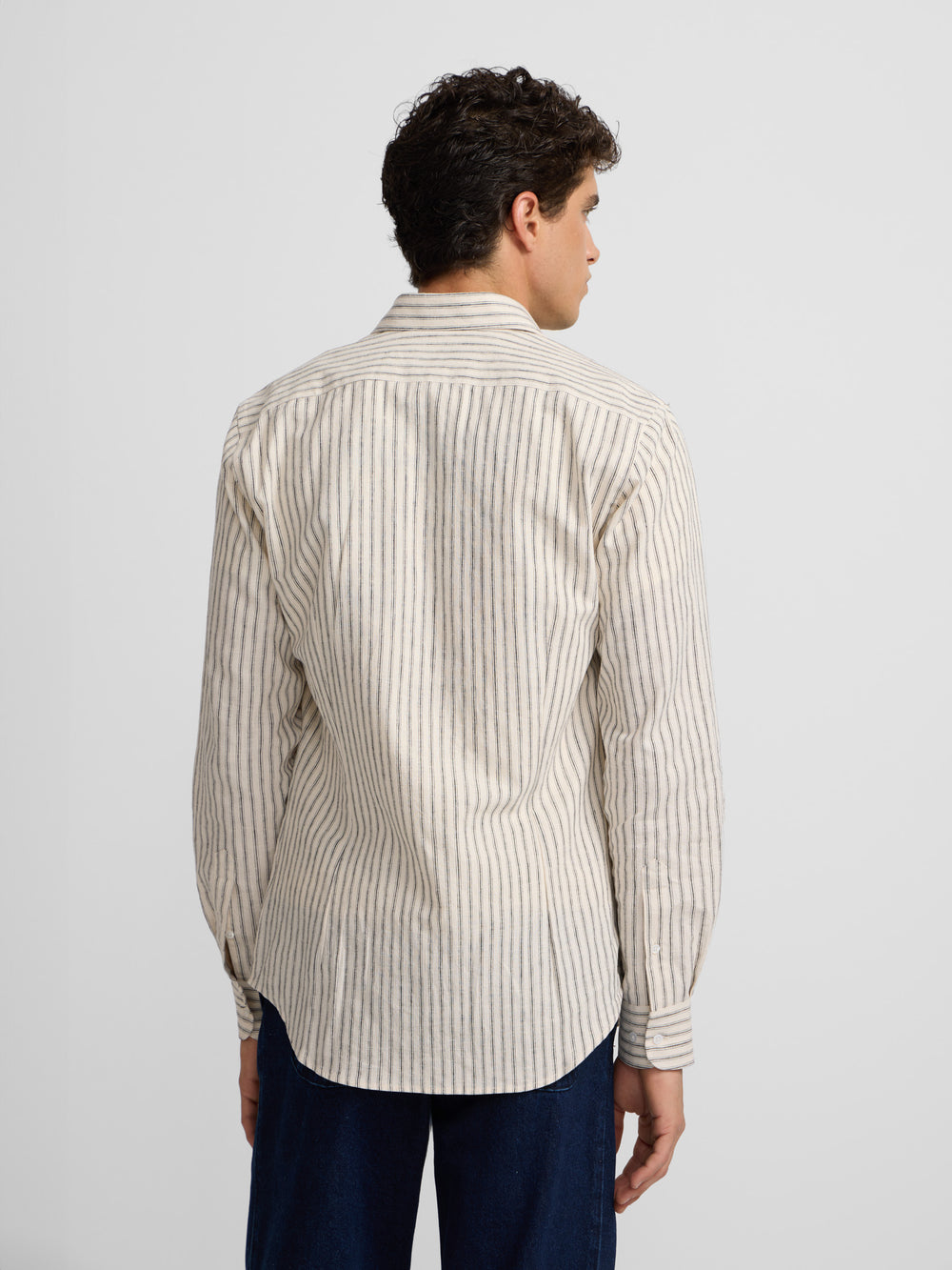 Chemise sport minilogo rayures verticales beige