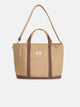 Classic two-tone camel tote bag
