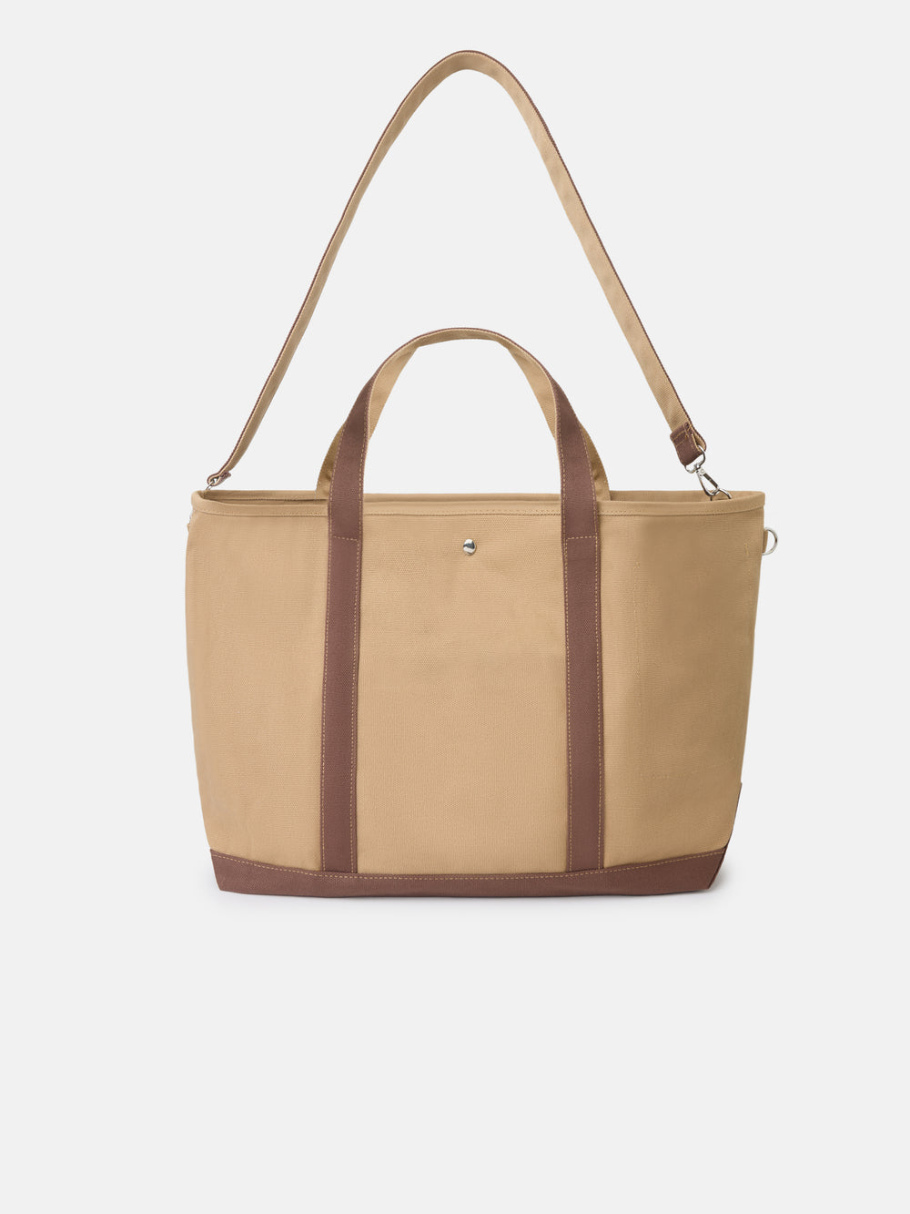 Classic two-tone camel tote bag