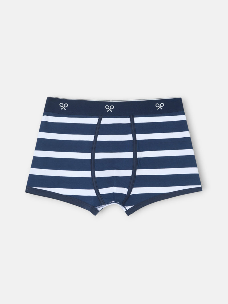 Boxers às riscas azul-marinho