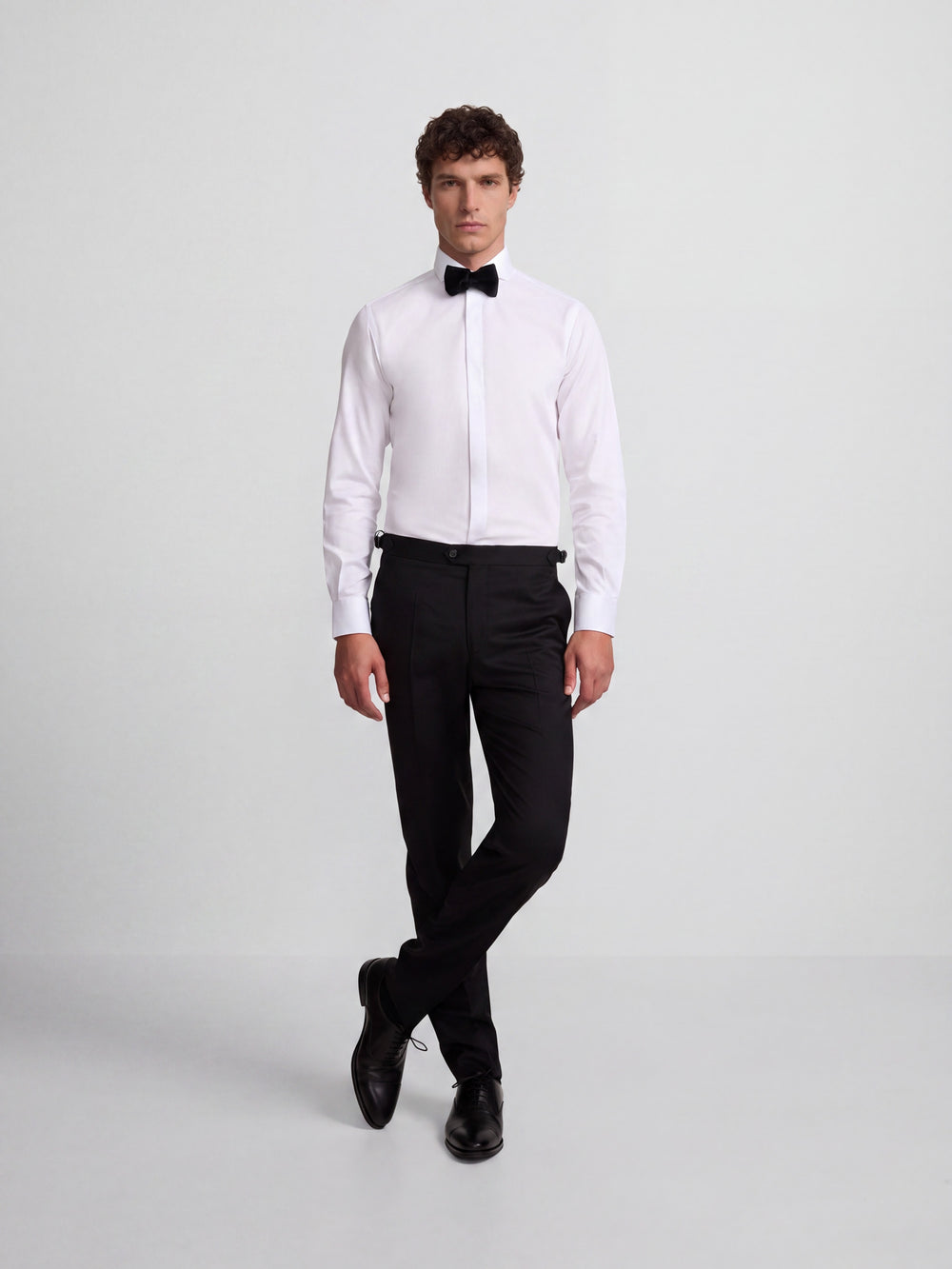 Classic black double-breasted tuxedo trousers