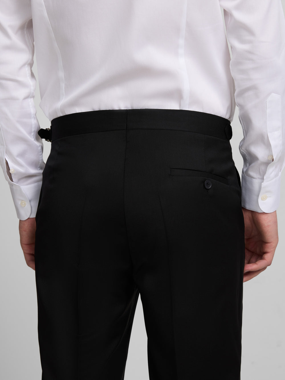 Classic black double-breasted tuxedo trousers