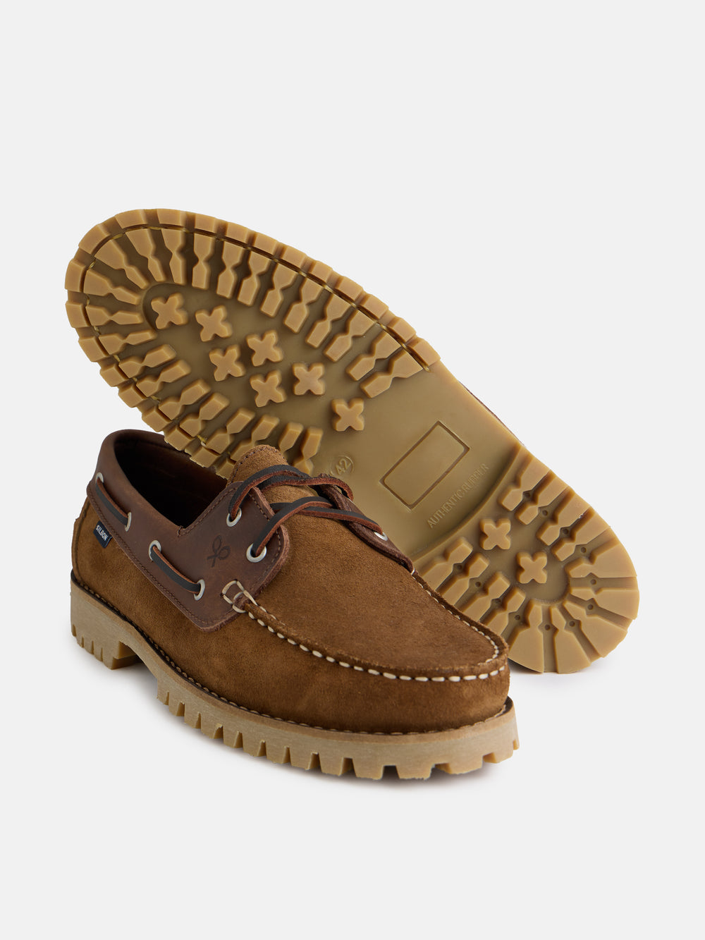 Zapato sport nautico combinado marron