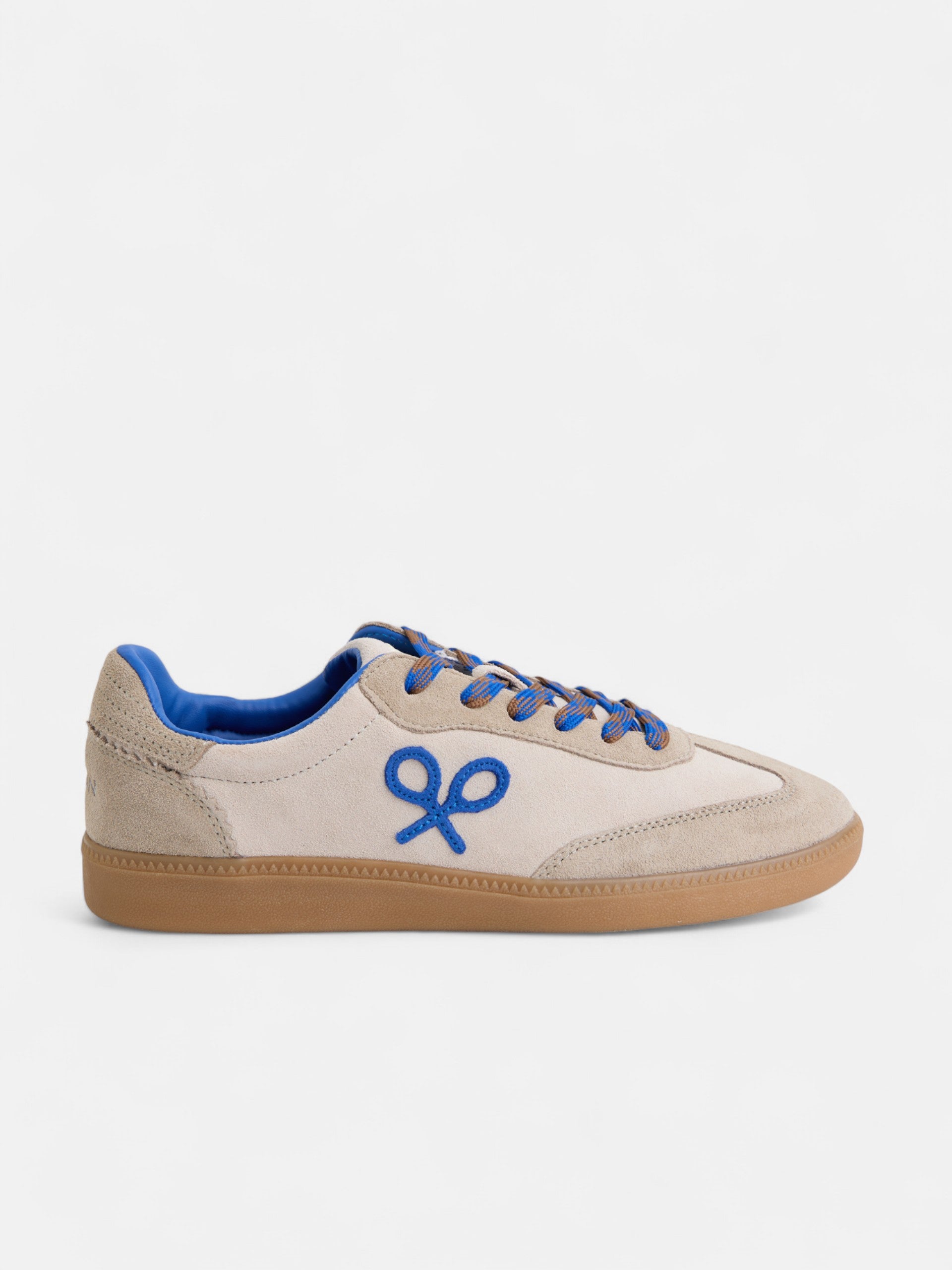 Zapatilla raqueta beige y azul