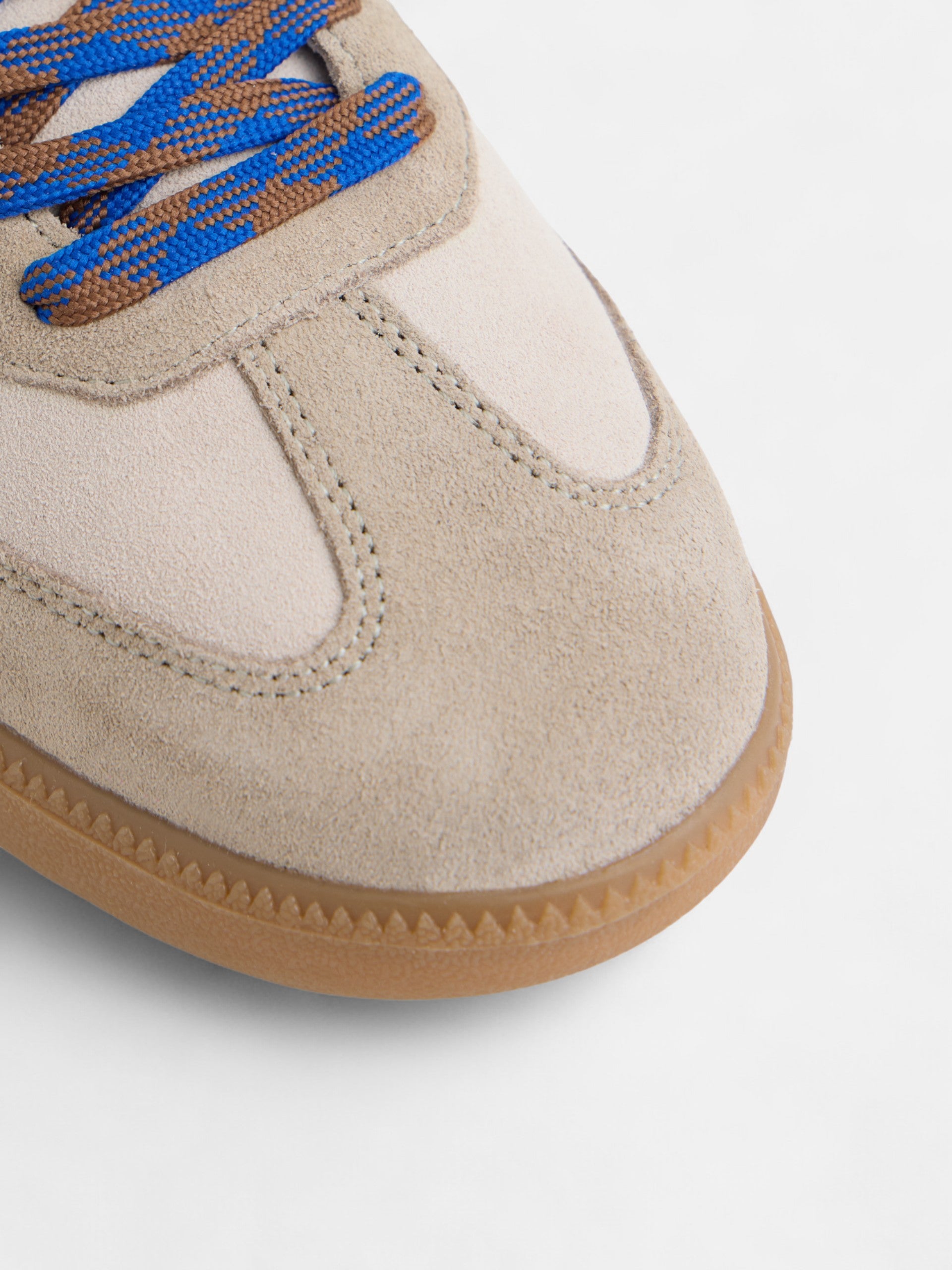 Zapatilla raqueta beige y azul