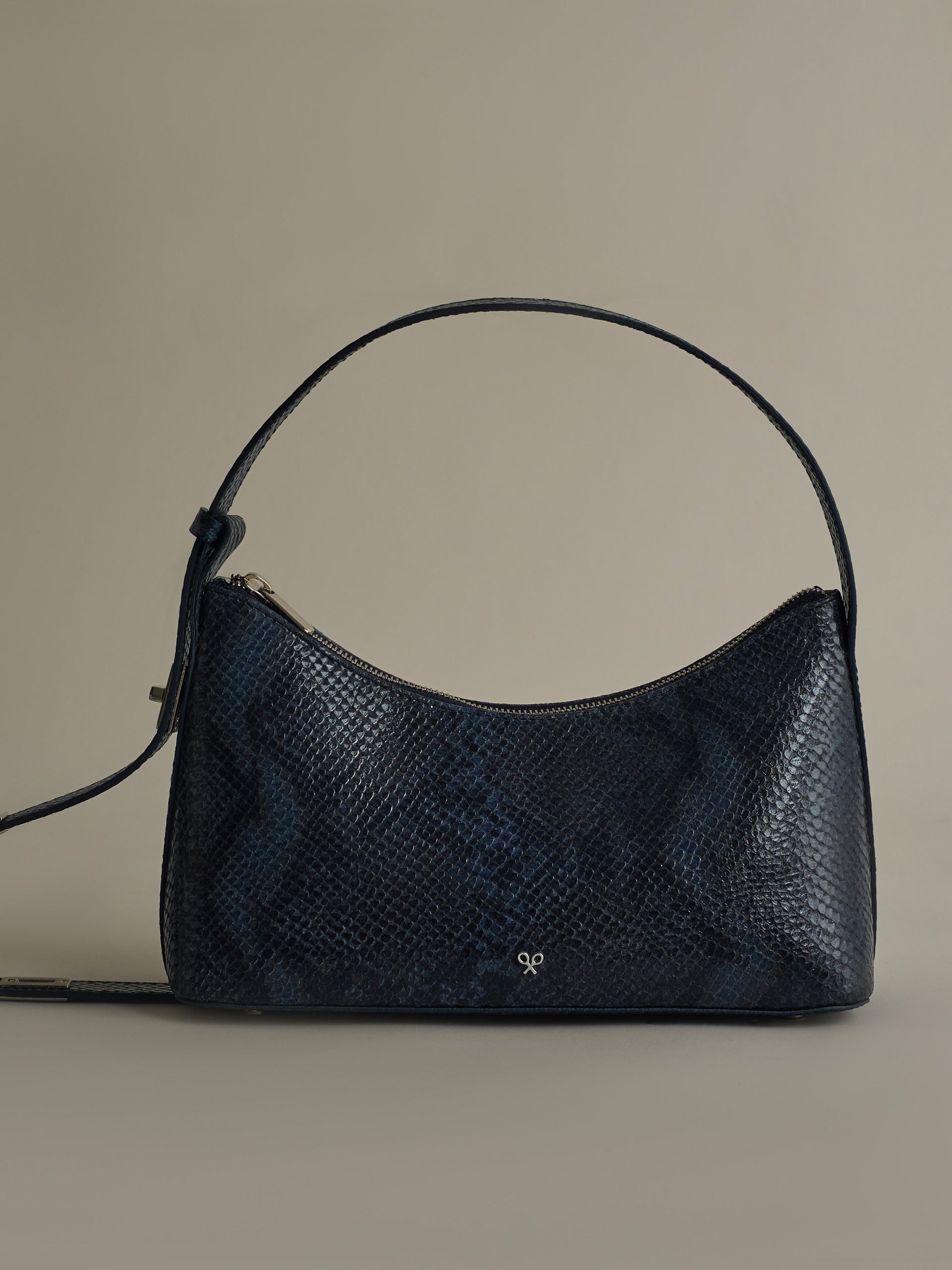 Pochette en cuir imprimé animal bleu