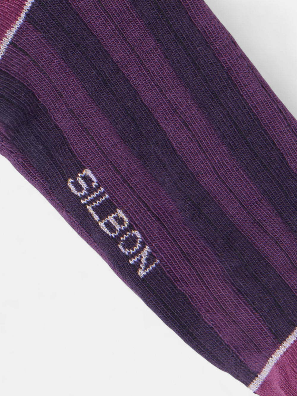 Long purple striped ribbed socks