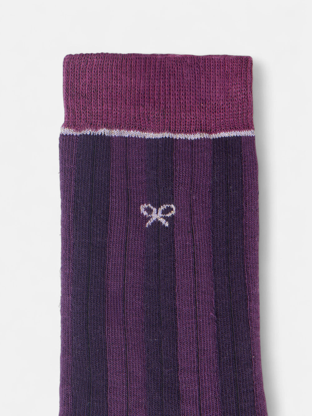Long purple striped ribbed socks