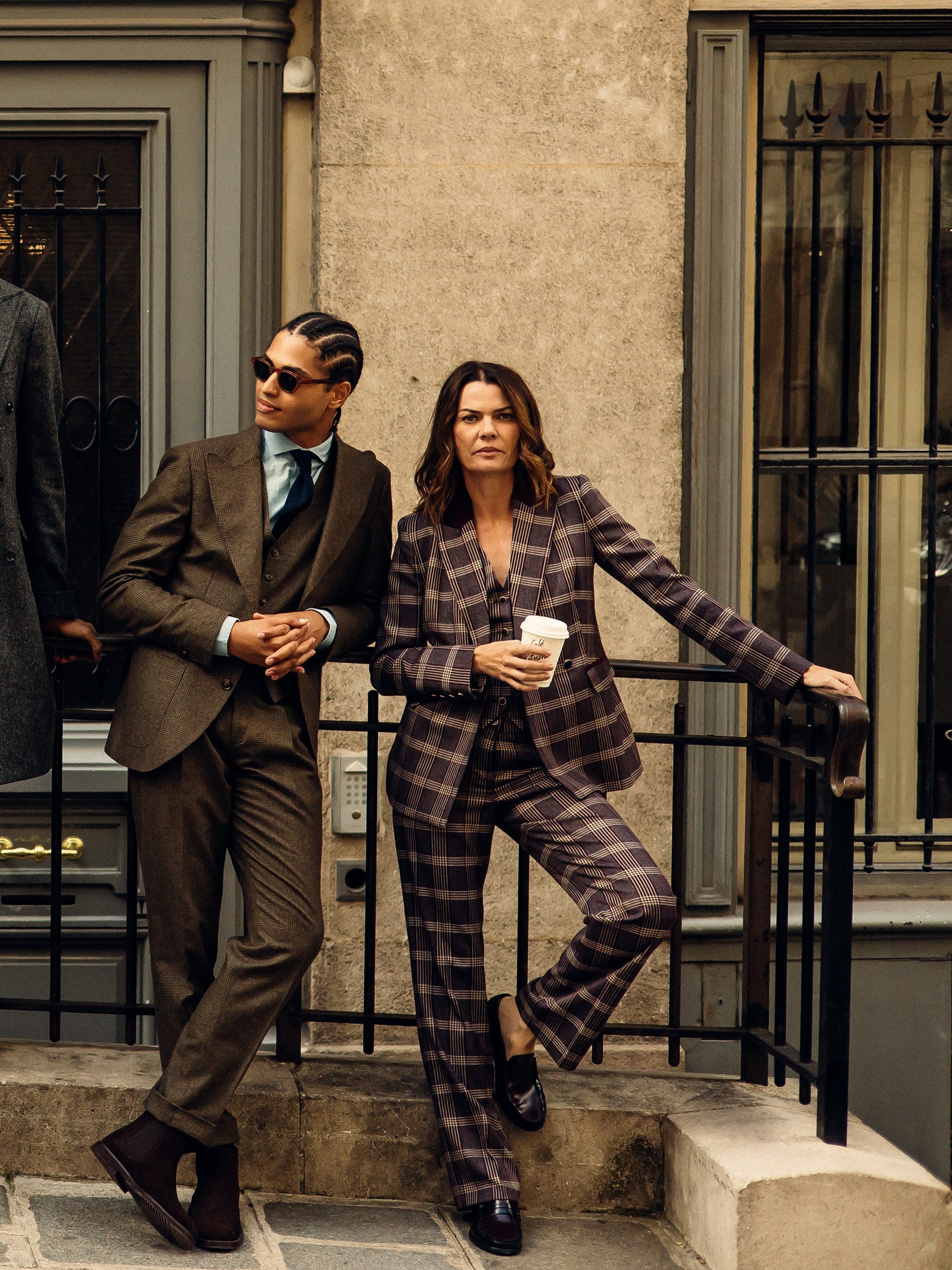 Unique purple plaid dress pants