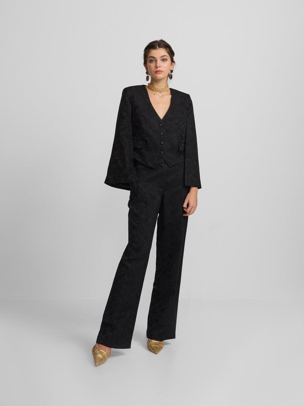 black jacquard lace cape