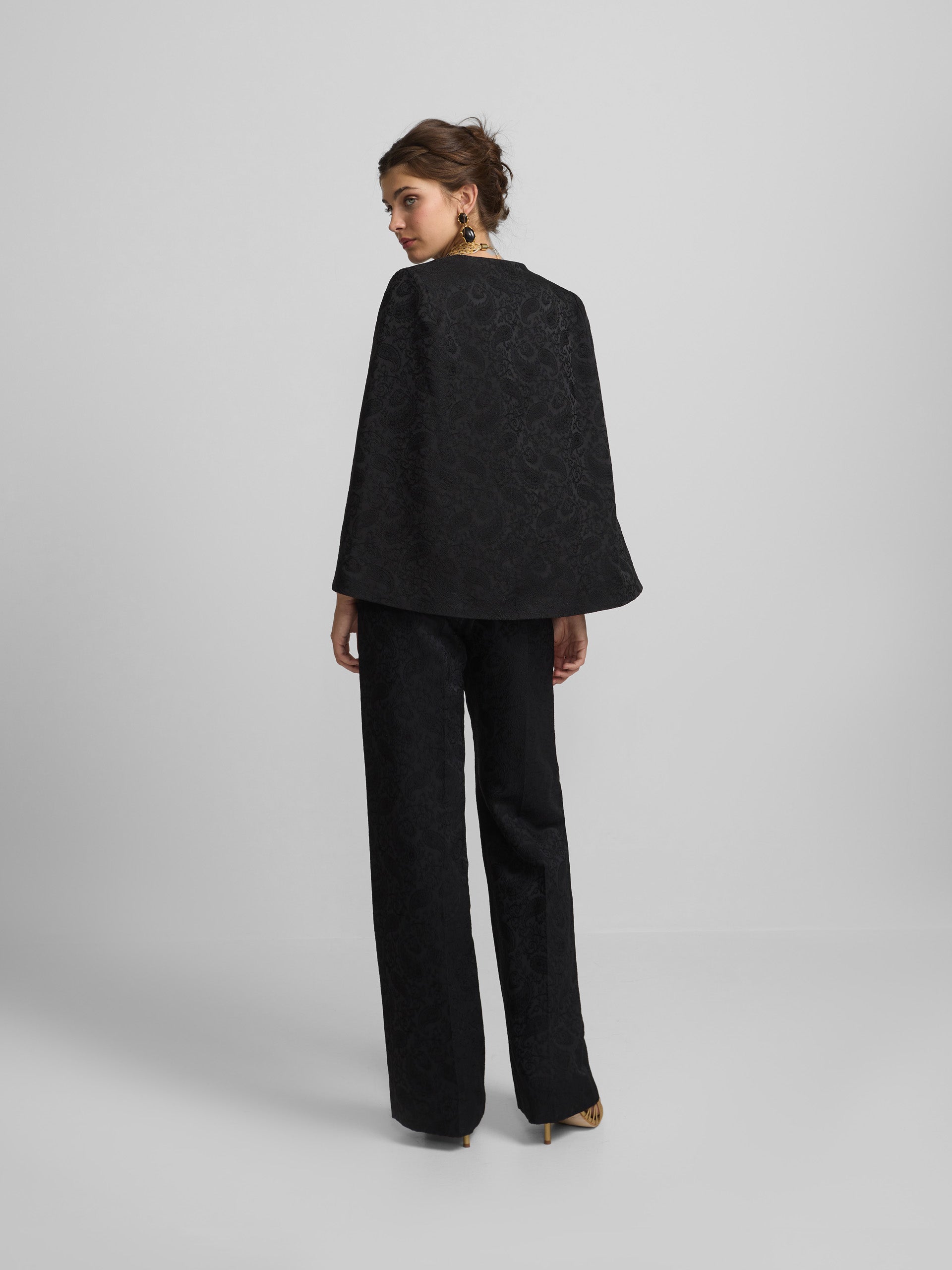 black jacquard lace cape
