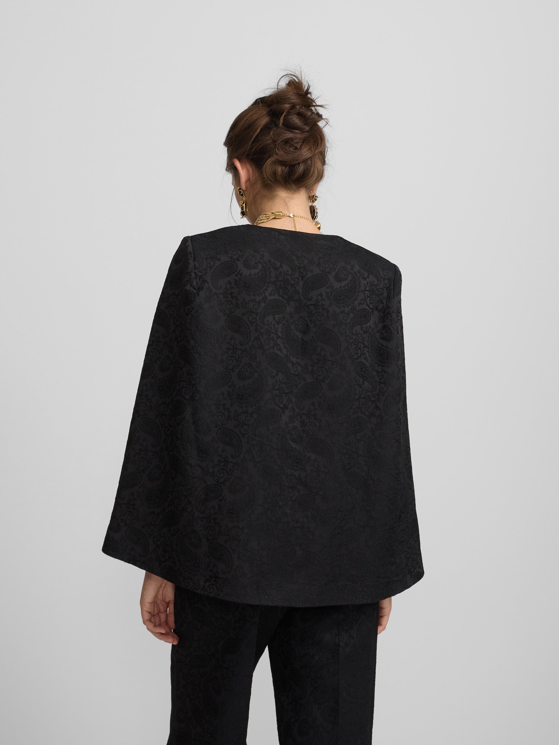 black jacquard lace cape
