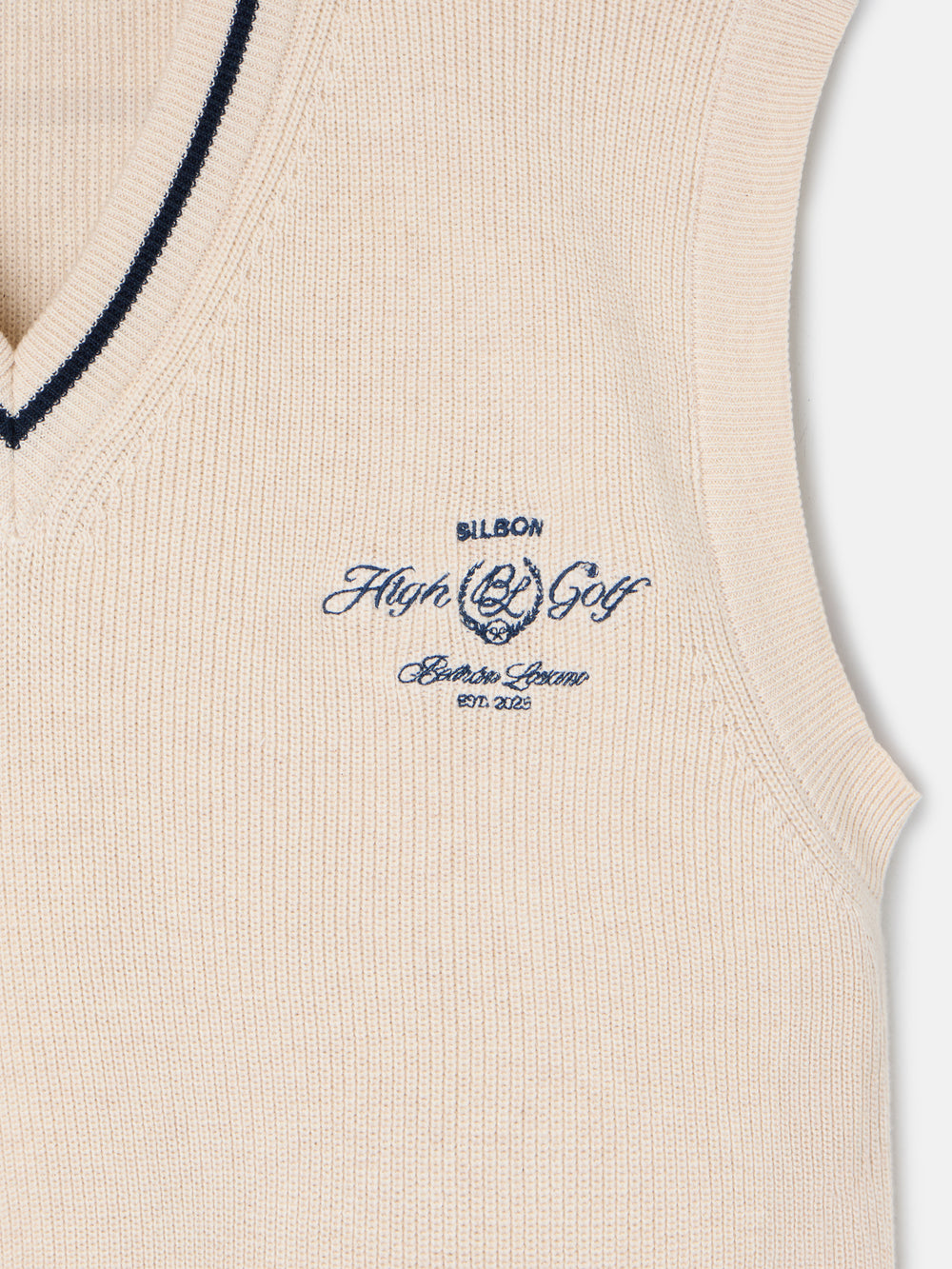 Colete Beltran Lozano em malha, decote em bico, creme