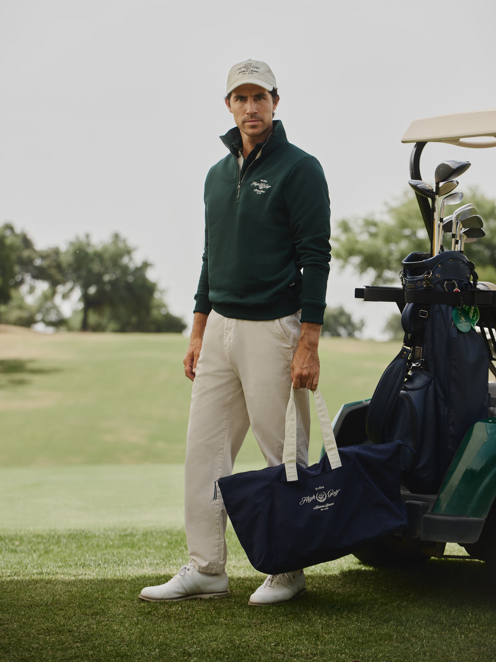 Beltran Lozano dark green half-zip sweatshirt