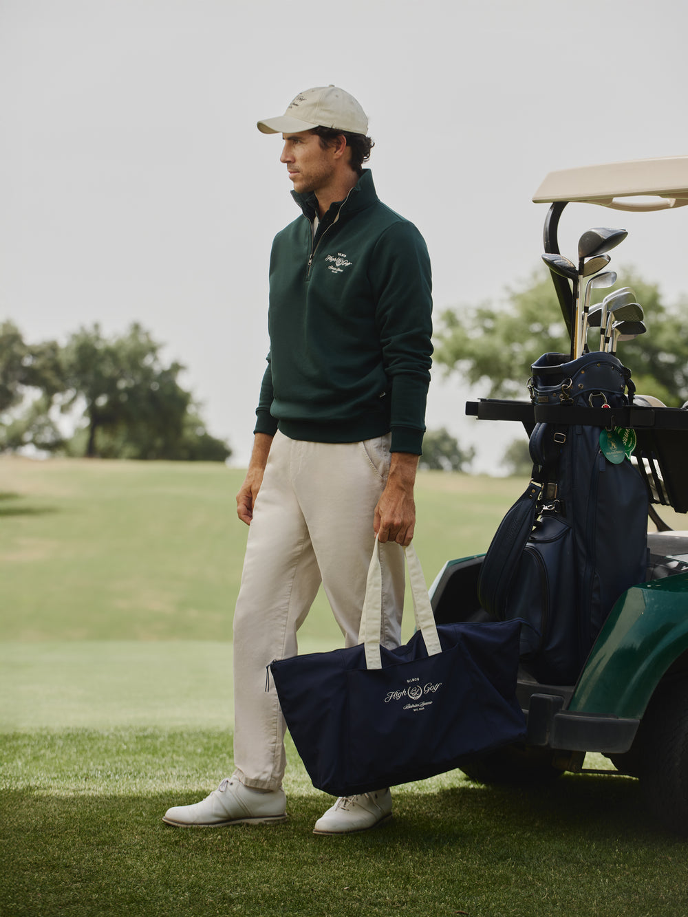 Beltran Lozano dark green half-zip sweatshirt