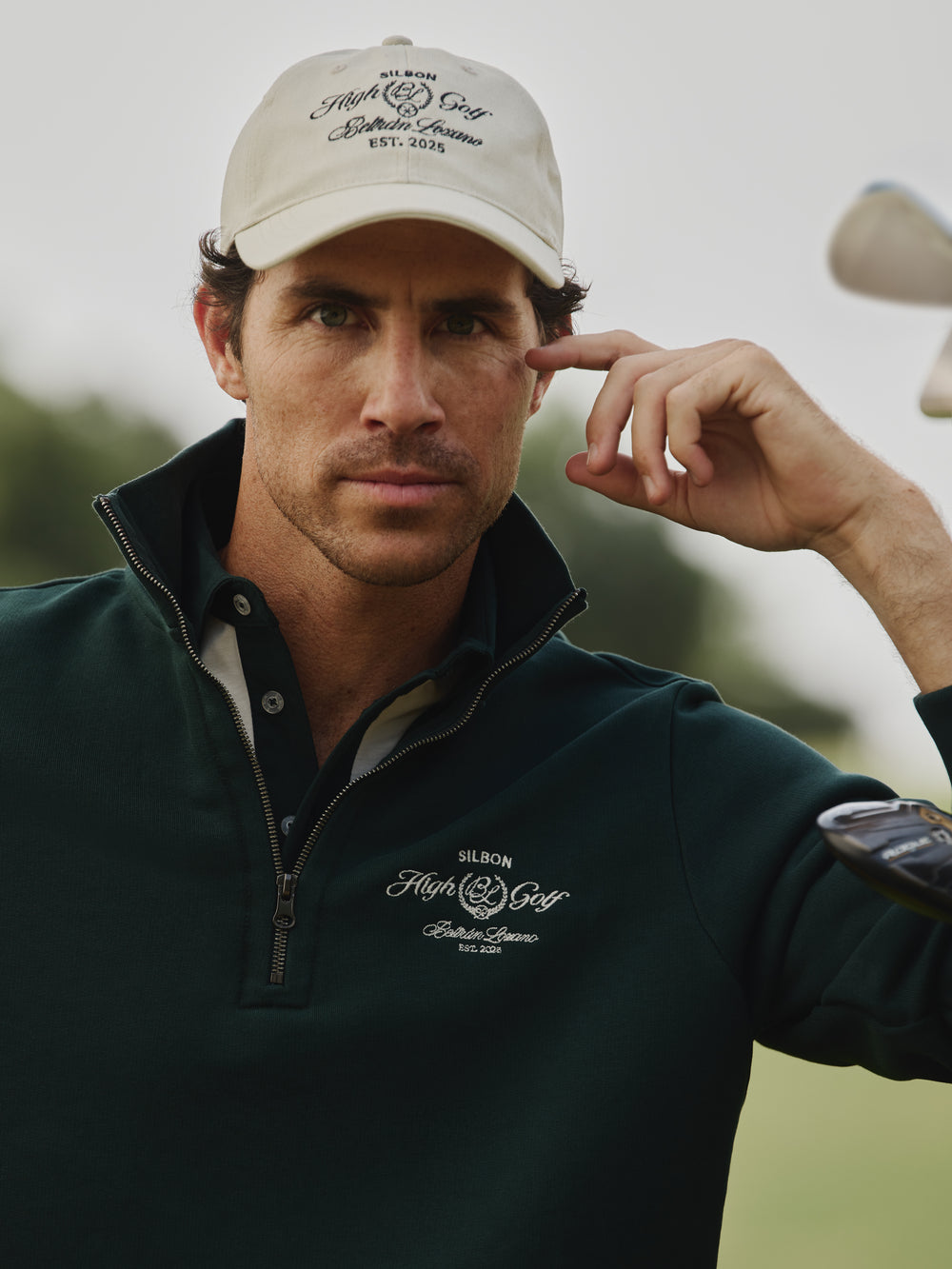 Beltran Lozano dark green half-zip sweatshirt