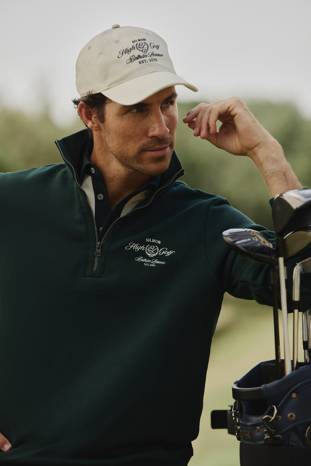 Beltran Lozano dark green half-zip sweatshirt